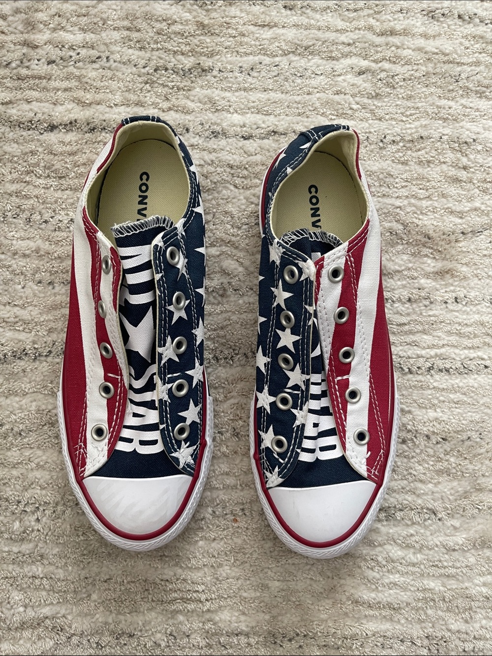 Converse Kids Flag Slip-On Sneakers in Red, White & Blue